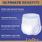 LivDry Ultimate 2XL Adult Incontinence Underwear, Max Absorbant Diapers for Women and Men, XXL 60” -80" Waist, Leak Proof Cuff, XX-Large, 44 Pack