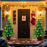 2 Pack 3.6Ft Solar Christmas Tree with 100 Snowflake Lights, Waterproof Christmas Decorations Outdoor, Solar Christmas Lights Outdoor Xmas Tree for Yard, Pathway, Porch, Cemetery, Holiday Decor