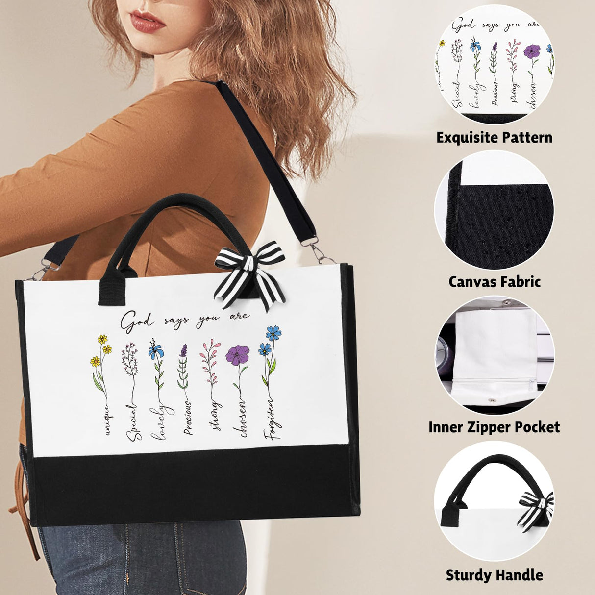 Christian Gifts for Women Faith, Inspirational Religious Gifts for Women Mom Grandma Sister Friends Encouragement Gift Basket with Canvas Tote Bag 16oz Can Glass, Unique Birthday Christmas Gift Ideas