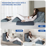 KingPavonini 6PCS Orthopedic Bed Wedge Pillow for Sleeping, Post Surgery Memory Foam for Back, Neck, Leg Support, Acid Reflux, Gerd with Travel Bag (Gray, 20'')