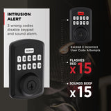 Kwikset Powerbolt 250 10-Button Keypad Matte Black Transitional Electronic Deadbolt Door Lock, Featuring Convenient Keyless Entry, Customizable User Codes and Auto-Locking