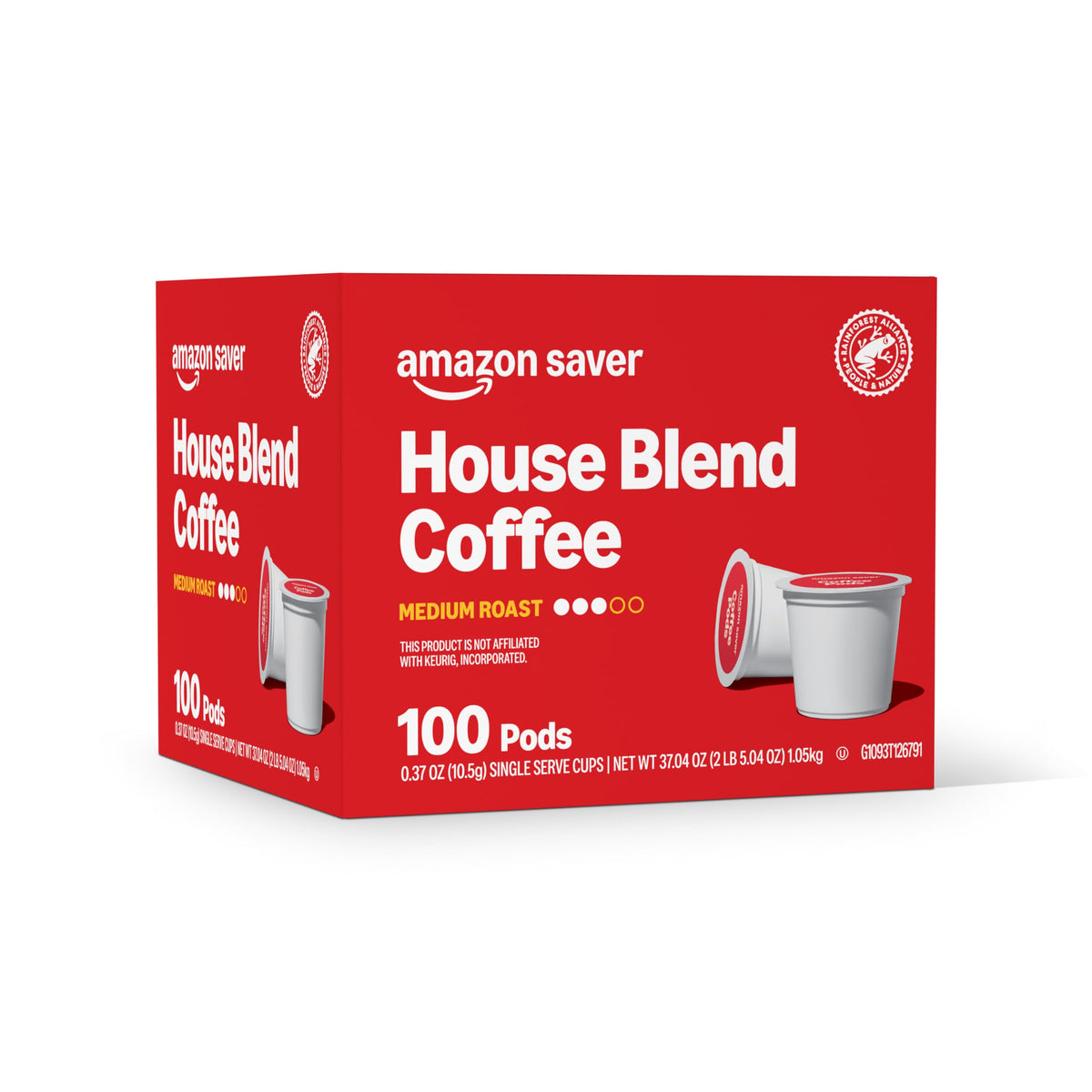 Amazon Saver House Blend Medium Roast Coffee Pods 100 CT (Previously Happy Belly)