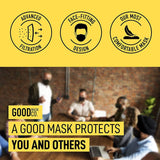 Good Mask Co. Good Comfort KN95 Face Mask, Disposable, Folding, Comfortable, Bulk (25 Pack, Black)