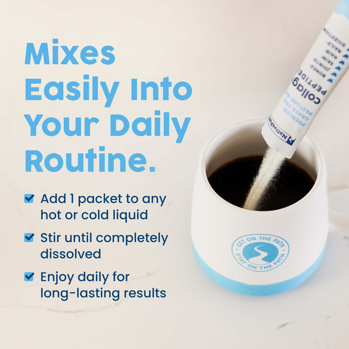 NativePath Collagen Peptides Protein Stick Packs - Hydrolyzed Type 1 & 3 Collagen Powder for Skin, Hair, Nails - 30 Servings