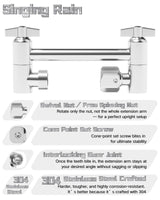 5 Inch Adjustable Shower Head Extension Arm, With Locking Set Screw, Singing Rain 304 Stainless Steel Chrome Angle Height Adjustable, Easy Install, G1/2 Universal Connector Compatible (Chrome Finish)