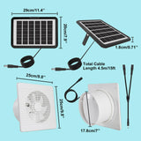 DELUMEE 8 Inch Solar Exhaust Fan, Dual Install-Free 25W Solar Panels, Waterproof for Outside, Cloudy Days Working, Solar Powered Fan for Air Circulation in Greenhouse, Pet House, Chicken Coop, Attic