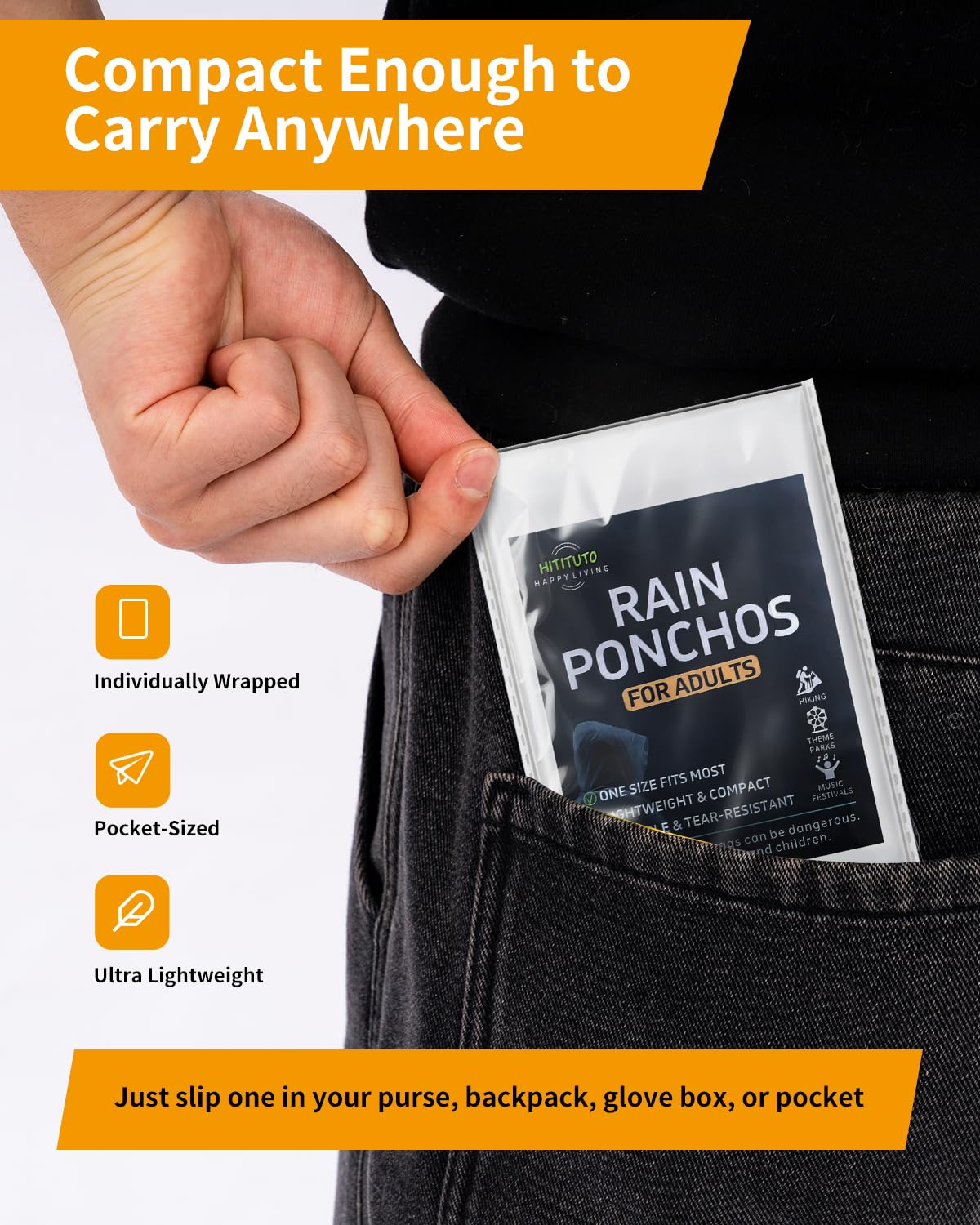 Disposable Rain Ponchos - Extra Long Waterproof Emergency Poncho with Hood for Adults, Bulk Family 12 Pack Raincoat for Park, Concerts, Hiking, Camping Essentials, Home Emergency Survival Kits, Clear