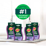 Scotch-Brite Clean & Rinse Non-Scratch Scrub Sponges – Dual-Sided Scrubber with Cloth Side for Wiping, Rinses Clean – 8 Sponges (4 Packs of 2) for Dishes, Countertops, Appliances & More