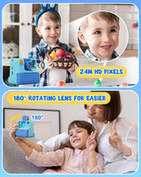 Kids Camera Instant Print, LETSHAHA Christmas Birthday Gifts for Toddler Girls Boys Age 3-12, 24MP & 1080P Selfie Digital Camera with 3 Roll No-Ink Print Paper 32GB SD Card - Blue