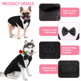 AOFITEE Dog Tuxedo Formal Dog Suit and Bandana Set, Gentle Dogs Wedding Party Suit Bow Tie Shirt, Tuxedo for Small Dogs Costume Outfit with Detachable Bowtie Collar for Christmas Halloween Dress Up