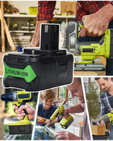 Upgrade 8000mAh Replacement for Ryobi 18V Battery High Capacity Li-Ion Batteries , P108 P104 P105 P102 P103 P109 P122 , Compatible with Ryobi 18V ONE+ System Cordless Power Tools and Charger, 2-Pack