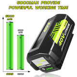 6000mAh High Capacity 40 Volt Replacement for Ryobi 40V Battery Compatible with Ryobi 40 Volt Lithium Battery OP4026A OP4015 OP4040 OP40201 OP4050A OP4015 OP40261 OP4030 OP40401 OP4060 Tools (Green)