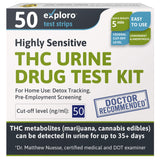 Exploro Highly Sensitive Marijuana Drug Test Kit, THC Drug Test Urine for Marijuana/Weed, Easy Home Drug Test Marijuana, THC Tests for Home for 50 ng/ml, THC Test Strips (Pack of 50)