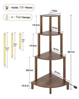 Bamworld Corner Plant Stand with Grow Lights 4-Tier Plant Stand Indoor Wood Plant Stand with Grow Light Tall Shelves Garden Decor for Living Room Balcony