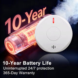 Smoke Detector Carbon Monoxide Detector Combo 10 Year Battery， 2 in 1 Smoke Detector, LED Warning Light Indicators, White, 1 Pack