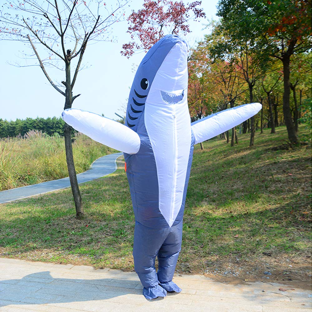 Poptrend Adults Inflatable Halloween Costumes Blow Up Grey Shark Costume for Halloween, Christmas, Birthday Party(grey)