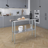 AmGood 16 in. x 48 in. Stainless Steel Work Table | Metal Kitchen Food Prep Table | NSF