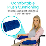 Vive Wheelchair Armrest Covers (Pair) - Memory Foam Sheepskin Accessories Pads for Transport Electric Wheel Chair Arm Rests - for Adults, Seniors, Handicapped - Soft Support Cushion for Mobility Aids