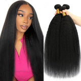 Kinky Straight Bundles 18 20 22 Inch Yaki Straight Bundles Human hair 12A 100% Unprocessed Brazilian Human Hair Kinkystraight Human Hair Natural Black For Black Women