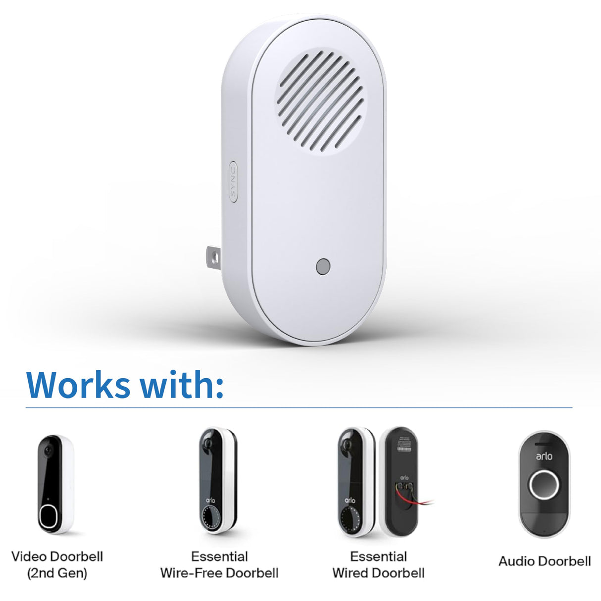 Arlo Chime 2 with Built-in Siren, Audible Alerts & Customizable Melodies – Wi-Fi Enabled, Compatible with Doorbell & Security Cameras (Renewed)