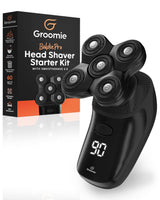 Groomie Cordless Bald Head Shavers for Men, BaldiePro Head Grooming Starter Kit - Includes Ergonomic BaldiePro Head Shaver, SmoothShave Blade 2.0, Cleaning Brush, Charging Cable & User Manual