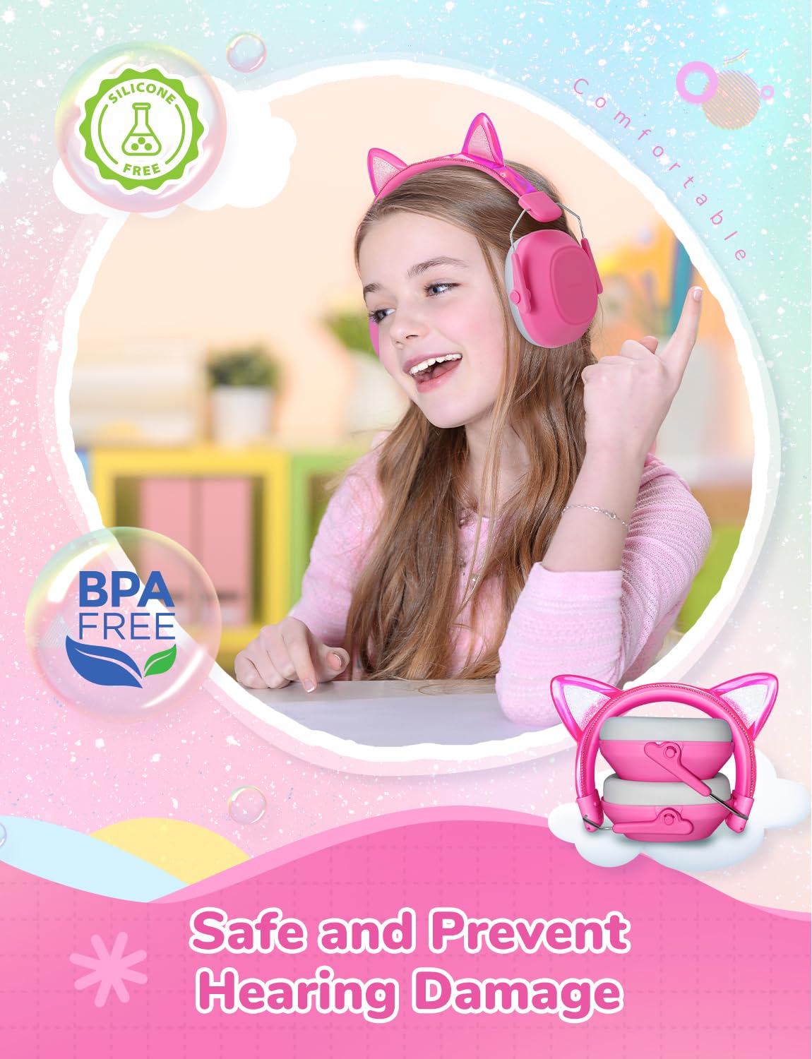 iClever Noise Cancelling Headphones for Kids, SNR 29dB Safety Noise Reduction Ear Muffs for Autism Sensory &Concentration Aid, Ear Hearing Protection for Fireworks/Event/Monster Jam/Concert