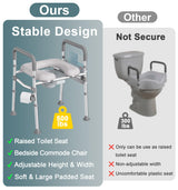 HOMLAND Raised Toilet Seat with Handles, FSA HSA Eligible 500lb Toilet Seat Riser for Seniors with Bedpan, Adjustable Height & Width, Handicap Elevated Toilet Seat for Elderly, Bedside, Fit Any Toilet