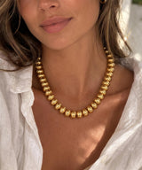 WOWORAMA Chunky Gold Beaded Necklace for Women Large 18MM Flat Abacus Bead Necklaces Metallic CCB Statement Necklace Trendy Chunky Choker Fashion Jewelry
