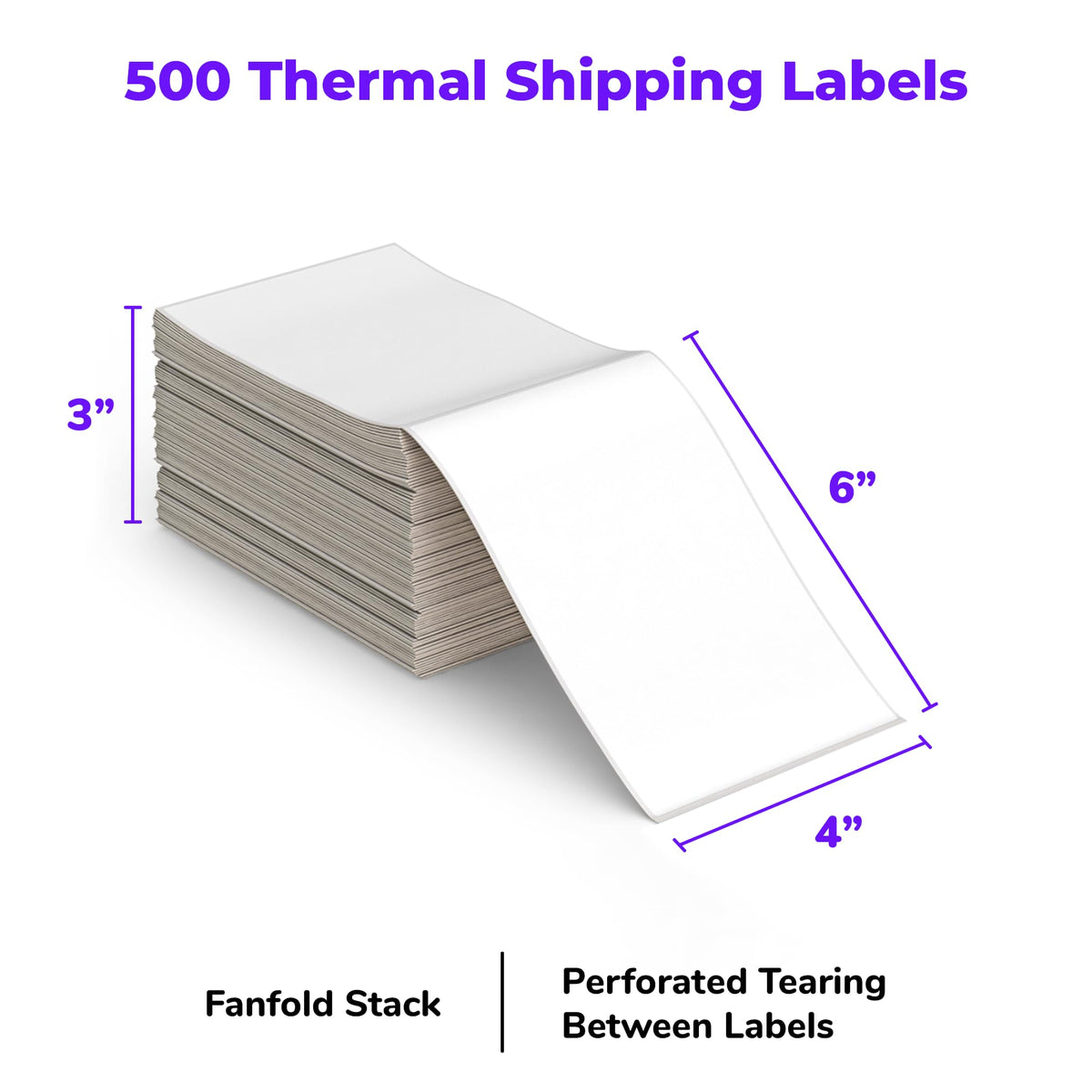 Rollo 4x6 Direct Thermal Shipping Labels - 500 Fanfold Pack