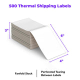 Rollo 4x6 Direct Thermal Shipping Labels - 500 Fanfold Pack