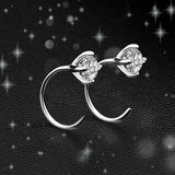 Handi Queen Moissanite Hoop Earrings for Women 925 Sterling Silver Small Huggie, 0.3CT 4mm D Color VVS1 Round Brilliant, Sparkling Minimalist Tiny Cartilage Earring Jewelry