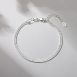 TOPCRED 925 Sterling Silver Bracelet, Diamond-Cut Snake Chain Bracelet for Women Exquisite Gifts for Wife Her 7.5 Inches
