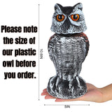 Hausse 3 Pack Bird Scarecrow Fake Horned Owl Decoy, Rotating Head Plastic Owl Bird Deterrents, Nature Enemy Horned Pest Repellent for Outdoor Garden