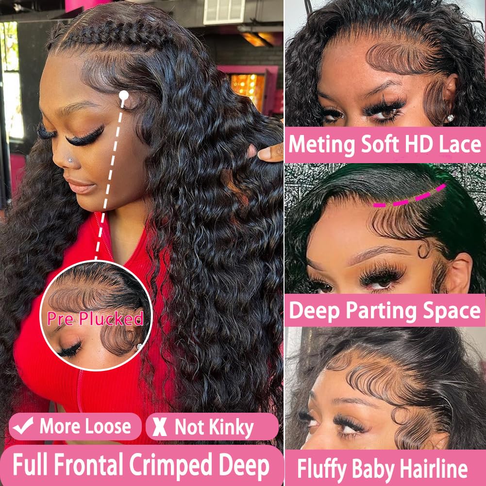 Armodeo 250 Density Hd Lace Front Wigs Human Hair 30 Inch 100% Human Hair Deep Wave Lace Front Wigs Curly Wig Wet And Wavy Pre Plucked Frontal Wigs
