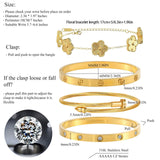 Womens Stackable Floral Gold Bracelets - 4Pcs 18K Gold Plated Bracelet,Stainless Steel Bangle Bracelets Non Tarnish, Gold Bracelet Set Trendy Jewelry,Christmas Valentines Birthday Gifts for Girlfriend