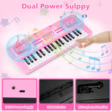 Kids Keyboard Piano, 37 Keys Keyboard Electric Digital Piano, Early Learning Educational Musical Toys Piano for Kids Toddlers Beginners with Music Stand, Microphone - Christmas Birthday Gifts, Pink