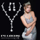 Meanplan 4 Pcs Silver Clutch Purse Jewelry Set for Women, Elegant Style