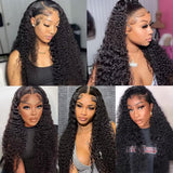 Lemoda 13x6 Full Lace Frontal Wig Human Hair 28 inch 200% Density 12A Virgin 13x6 Deep Wave Frontal Wigs Human Hair HD Transparent Lace Wig Deep Wave Lace Front Wig Human Hair Water Wave Wigs