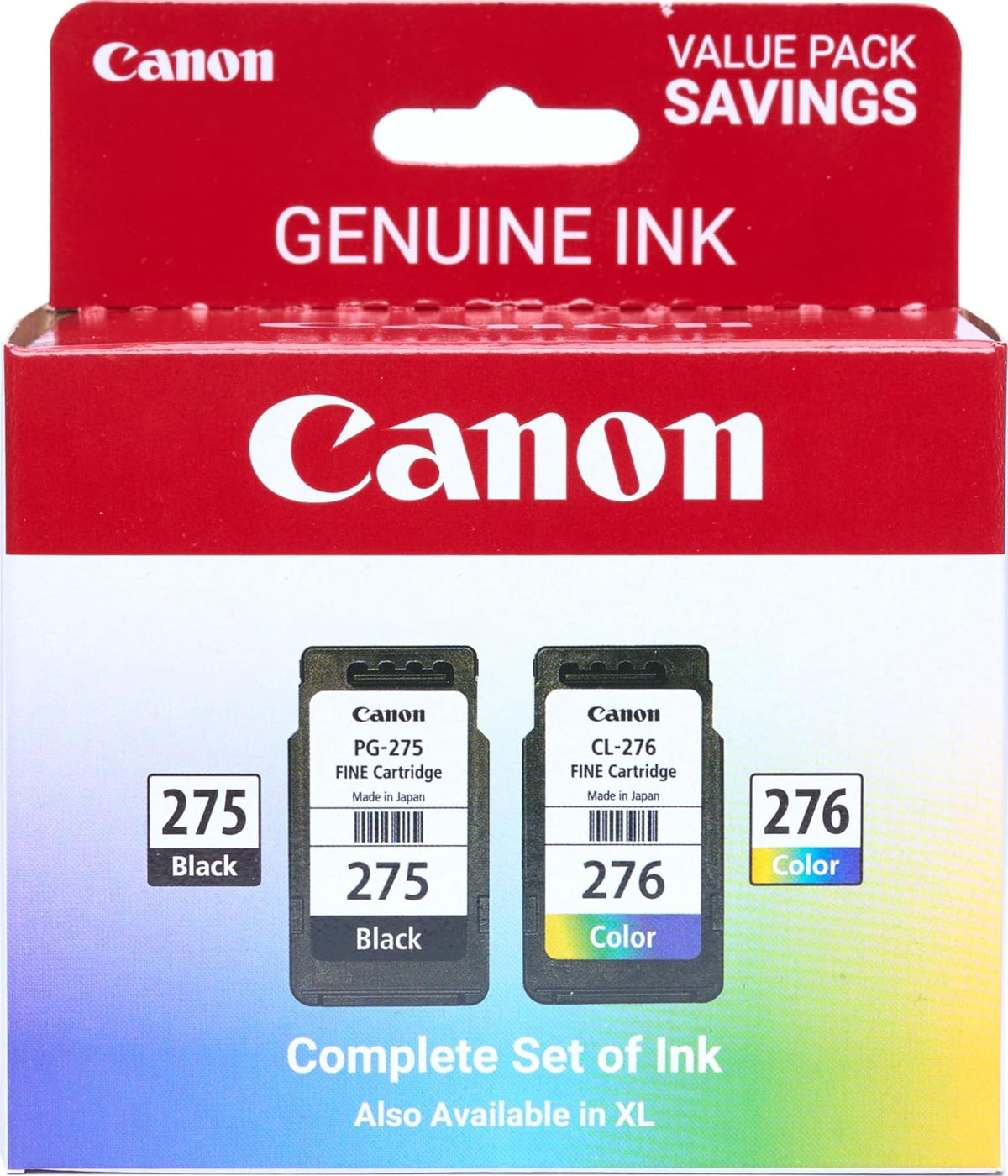 Canon PG-275 / CL-276 Genuine Ink Value Pack (2 Cartridges), Compatible with TS3520/3522/4722/3720/3722, TR4720