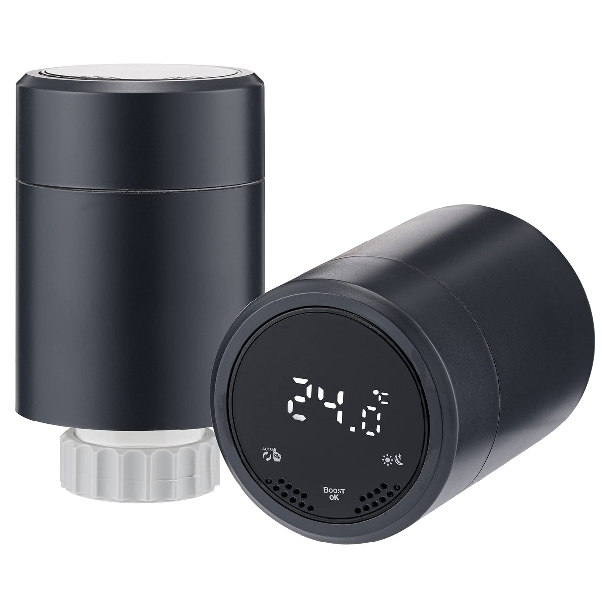 Sandy Beach Smart Radiator Valve - Smart Radiator Thermostat Valve - Amazon Smart Thermostat, Smart TRV with Zigbee Gateway Connecting to Amazon Alexa Google Home - Anthracite (Gateway + Thermostat)