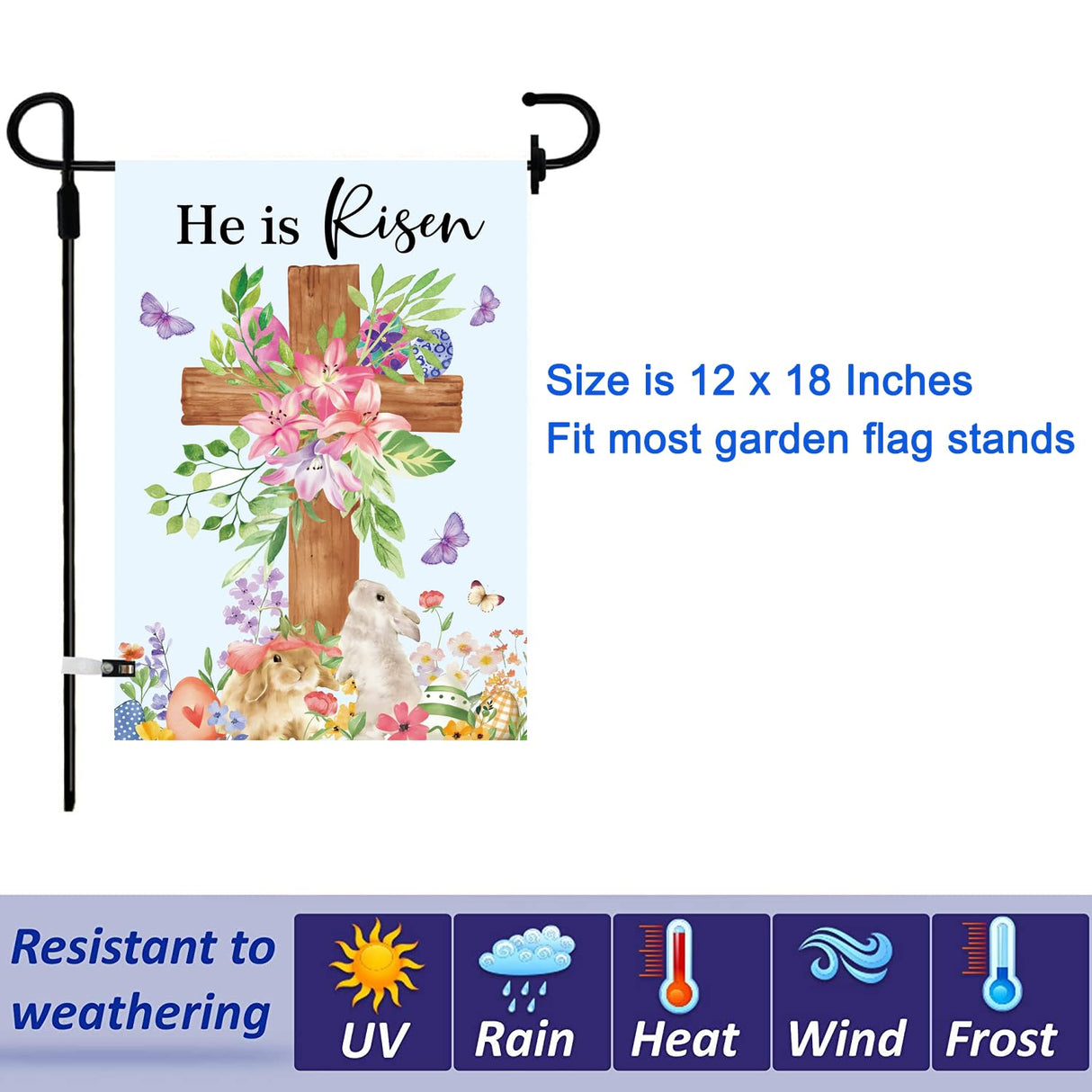 Christian Seasonal Garden Flags Set of 12 Double Sided 12 x 18 Inch Cross Yard Flags, Small Flags for Outside, Fall Winter Easter Christmas Outdoor Flags, Holiday Garden Flags for All Seasons ﻿
