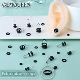 GEMQUEEN 24 PCS Glass Ear Stretching Kit Comfy Ear Gauges Tunnels Plugs Dead Stretching Kit with Rubber O-Rings Single Flare Unique 0.5mm Increments Hypoallergenic Domed Body Piercing Jewelry 14G-1G