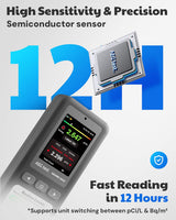 AEGTEST HOUND-1011S Portable Radon Detector, High-Accuracy Sensor for Home, Lightweight, Audible & Visual Alarms, Long-Term Monitoring, Easy-to-Use Radon Tester in pCi/L or Bq/m³ for Basement