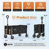 NWH 34'' Extra Long Collapsible Wagon, 380lbs Large Capacity Folding Wagons Carts with Wheels Foldable, Heavy Duty Utility Cart with All-Terrain Wheels for Beach Outdoor Grocery Camping Garden