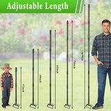 Garden Hoe with Rake, 37-82" Adjustable Long Handle Stirrup Weeder Hoe & 4-Tine Cultivator, Heavy Duty Scuffle Loop Hoe for Fast Weeding, Soil Loosening, Flower Beds, Vegetable Gardens
