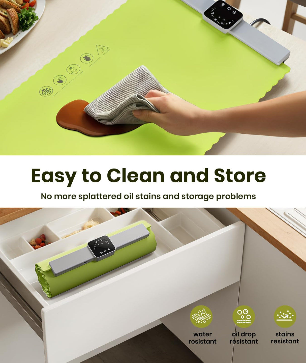 Relixcozy Food Warming Mat for Food, Electric Warming Tray with 5 Temp-Settings, Full-Surface Heating Pad for Food with Auto-Off Timer, Portable Food Warmers for Parties, Silicone Food Heating Mat