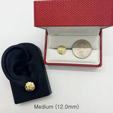 Unisex 14k Solid Gold Plated Brass Nugget Cookie Round Circle Stud Fashion Earrings Earrings 10mm/12mm/14mm For Men, Women (12mm (Diameter))