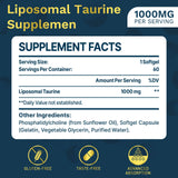 lipmaxmall Liposomal Taurine Supplement 1000mg, High Absorption Amino Acid for Heart, Nerve, Brain, Visual (60 Softgels - 2 Pack)