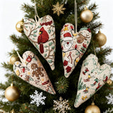 TIMLIFE DIY Heart Shaped Hand Embroidered Christmas Ornament Kit, 2026 New Embroidery Christmas Ornament Kits, Handmade Tree Decoration for Holiday Decorations, Winter Decor (4PCS)