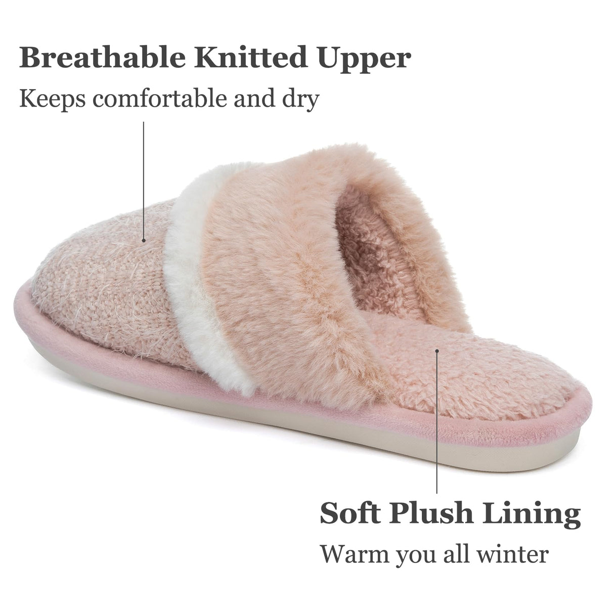 MAXTOP House Slippers for Women Fluffy Memory Foam Cute Comfy Fuzzy Slippers Slip on Anti-Skid Christmas Gifts for Women Mom Indoor and Outdoor Size 9 10 Pink